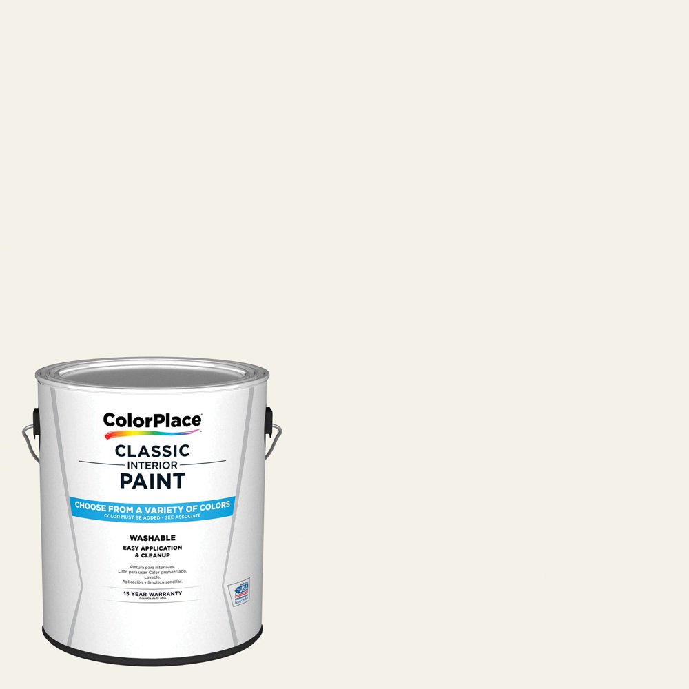 ColorPlace Classic Interior Wall & Trim Paint, Crisp Linen White, Satin