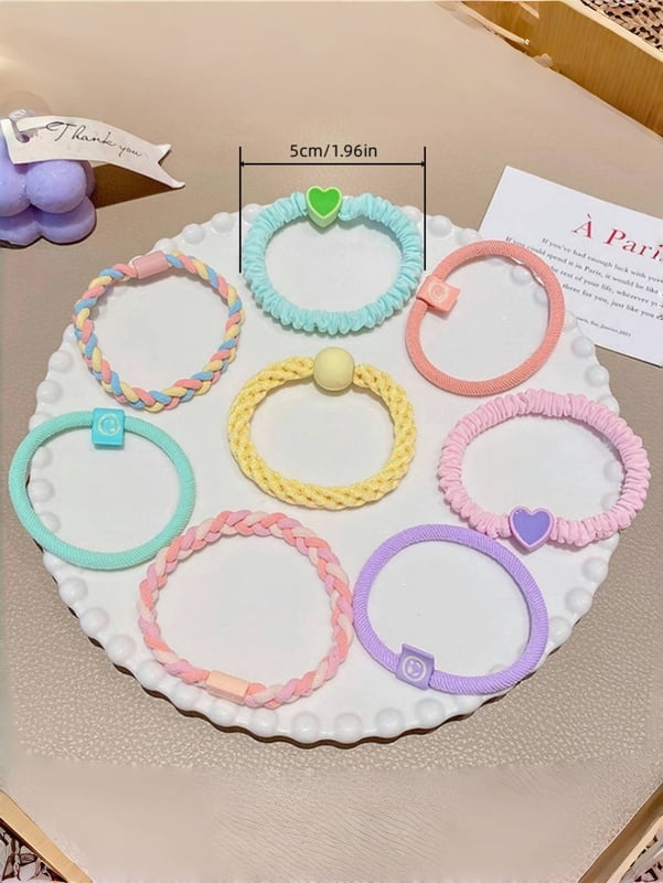 5PCS/ set of girls' Macaron color hair band suitable for bun head ponytail colored rubber band girls hair tie