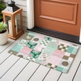 thumbnail image 4 of Spring Floral Checkered Entryway Rug 2'x3'&nbsp; Non Slip Front Door Mats, Turquoise Pink Buffalo Plaid Entrance Rugs Indoor Outdoor Carpet, Washable Floor Mats Small Area Rug for Bedroom Kitchen, 4 of 8
