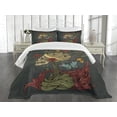thumbnail image 3 of Ambesonne Skull Quilted Bedspread Set 3 Pcs, Evil Mexican Sugar, Queen Size, Ruby Dark Grey, 3 of 5
