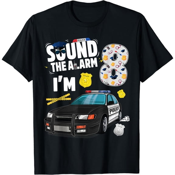 Police Car 8th Birthday Boy 8 year old Cop Policeman Officer T-Shirt
