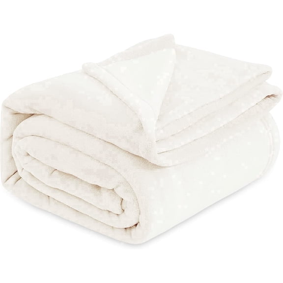 U by Bedsure Fleece Blanket Queen Blanket Cream, 260GSM Soft Lightweight Plush Fuzzy Cozy, 89X89 inches
