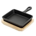 thumbnail image 2 of Gibson Home Campton 5.3 Inch Mini Square Cast Iron Frying Pan with Wooden Base, 2 of 2