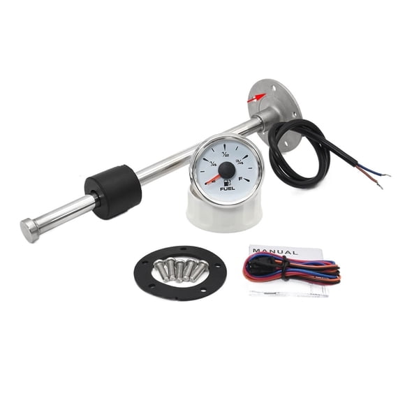 8 Colors Backlight Oil Tank Indication 52mm Fuel Meter With 0-190ohm Fuel Level Senor 100-500MM For Marine Boat Car Gauge ,Suits Most Tanks