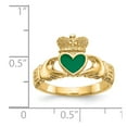 thumbnail image 3 of 14K Yellow Gold Ring Band Themed Enamel Claddagh, 3 of 5