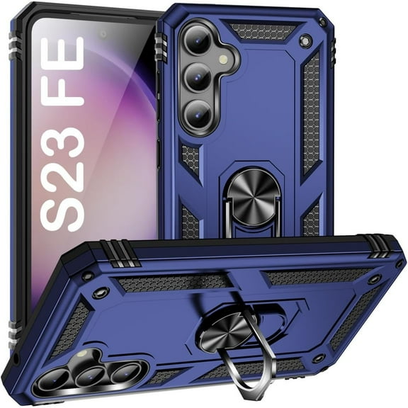 Military Grade Hybrid Case with Ring Grip for Samsung Galaxy S23 FE - Blue