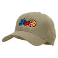 thumbnail image 2 of Peace Love Backetball Embroidered Low Profile Cap - Khaki OSFM, 2 of 5