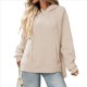 thumbnail image 2 of Sudadera con Capucha Extragrande para Mujer, Informal, de Larga, de Punto Gofre, con Cordón Ajustable y Abertura Lateral con Bolsillo. Albaricoque M, 2 of 9