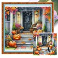 thumbnail image 1 of Hilo Algodón Ecológico Bordado 11CT Punto Cruz Cabaña Calabaza Otoño 50x50cm, 1 of 9