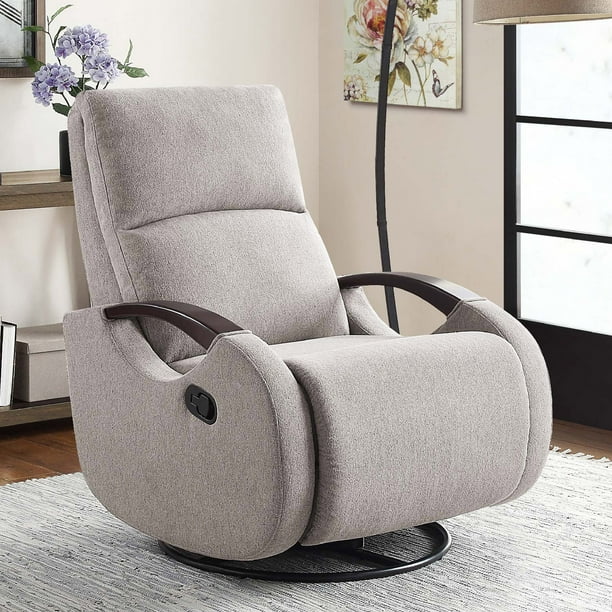 Serta Modern Swivel Glider Recliner, Gray Fabric Upholstery