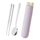 thumbnail image 2 of Juego de cucharas y palillos, vajilla, utensilios de viaje, juego de cubiertos portátiles para Morado 3 piezas, 2 of 9