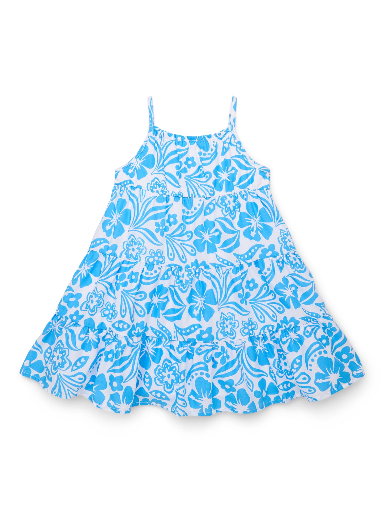 Wonder Nation Toddler Girls Cotton Sleeveless Floral Printed Dress, Sizes 12M-5T