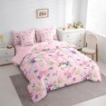 thumbnail image 3 of jejeloiu Kawaii Flying Butterfly 7-Piece Twin Bedding Sets,Cute Rustic Floral Bedding Comforter Set,Pink Flower Sheet Sets For Girls,Microfiber Bedroom Decor Reversible, 3 of 8