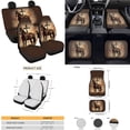 thumbnail image 4 of Yuyamidu Cross Car Seat Cover Full Set with Auto Floor Mats Steering Wheel Cover Horse Car Seatbelt Pads Coasters Handbrake Gear Shift Knob Cover 15pcs Car Accessories Set, Brown, 4 of 6