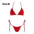 thumbnail image 2 of Traje de baño de dos piezas para mujer Traje de baño sexy Conjuntos de bikini triangular con tanga halter, Traje de baño de color sólido Dividido Femenino Sensual Tejido de poliéster Almohadilla para, 2 of 8