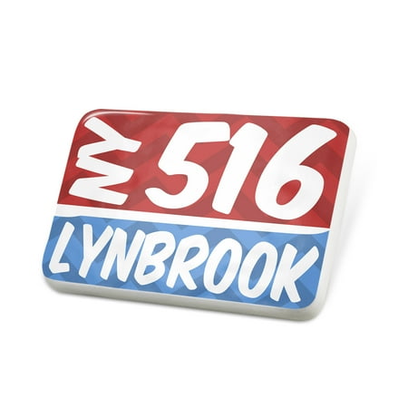 Porcelein Pin 516 Lynbrook, NY red/blue Lapel Badge – NEONBLOND