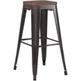 26" Black Metal Counter Height Bar Stools Stackable Backless Barstools