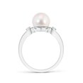 thumbnail image 2 of ANGARA Japanese Akoya Cultured Pearl Split Shank Ring with Diamonds in 925 Sterling Silver for Women | June Birthstone, Birthday, Anniversary, Jewelry Gift for Women | Pearl Ring, 2 of 5
