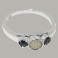 thumbnail image 6 of LBG British Made 14k White Gold Natural Opal & Sapphire Womens Anniversary Ring - 33 size options - Size 7.75, 6 of 7