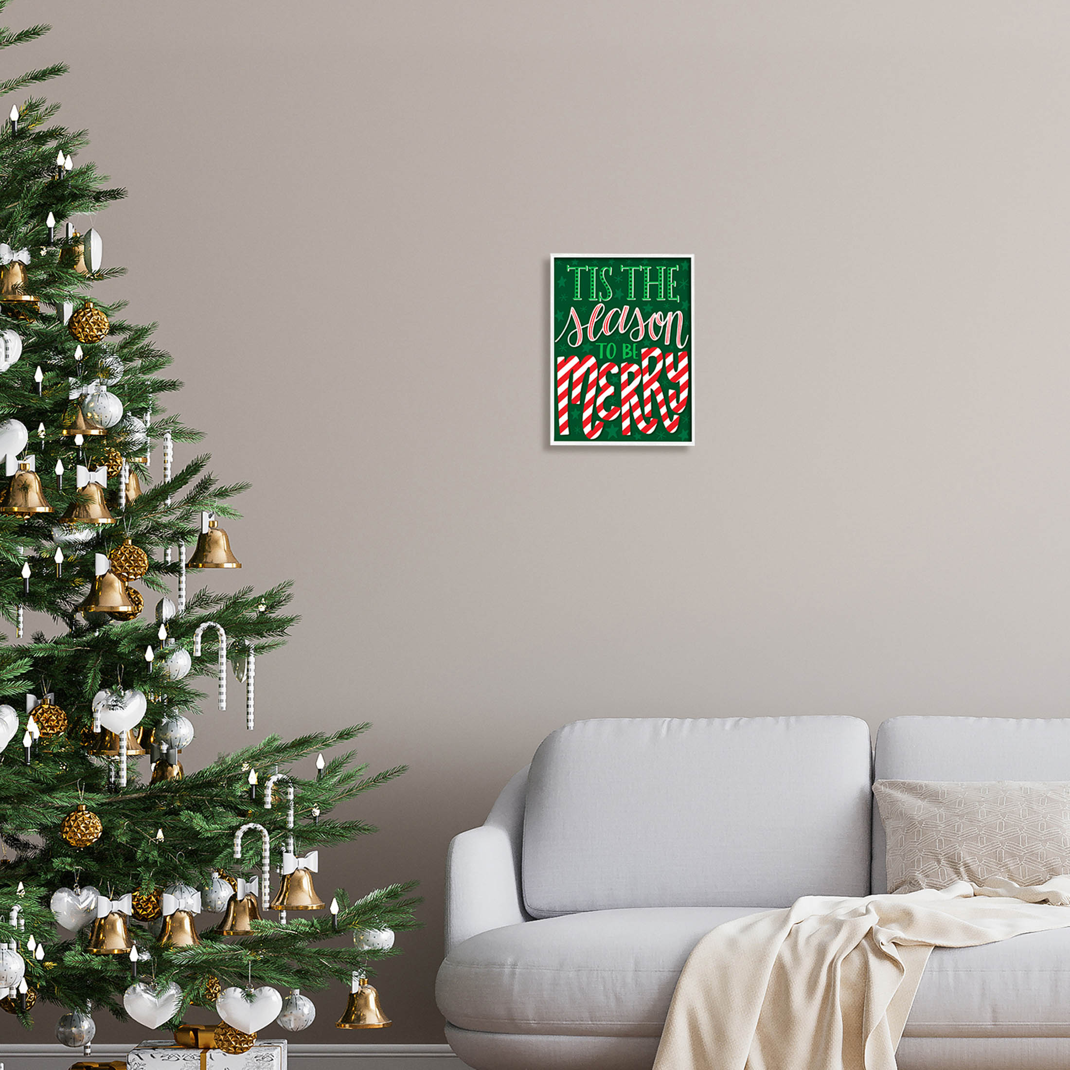 Tis The Season To Be Merry Patterned Holiday Graphic Art White Framed Art Print Wall Art