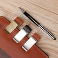 thumbnail image 4 of Useful Metal Portable Brass Pen Folder Handmade Leather Stainless Steel Clips Notebook Holder 7 15X50MM, 4 of 8