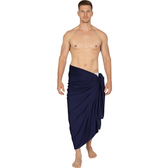 HAPPY BAY Men's Pareo Bath Trunk Swimwear Sarong Swim Beach Wrap One Size Cobalt, Solid Summer Vacation Party