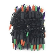 Home Accents Holiday 100 Ct Halloween String Light Set, Orange, Green, Purple, Black Cord