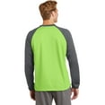 thumbnail image 2 of Sport-Tek Sport Wick Raglan Colorblock Fleece Crewneck-L (Lime Shock/ Dark Smoke Grey), 2 of 6