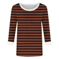 thumbnail image 6 of Womens Stripe Print Color 3/4 Sleeve Round Neck Pullover Fashion Blouses Top Casual Crew Neck Loose Shirt Tops Blouses for Women, 6 of 6