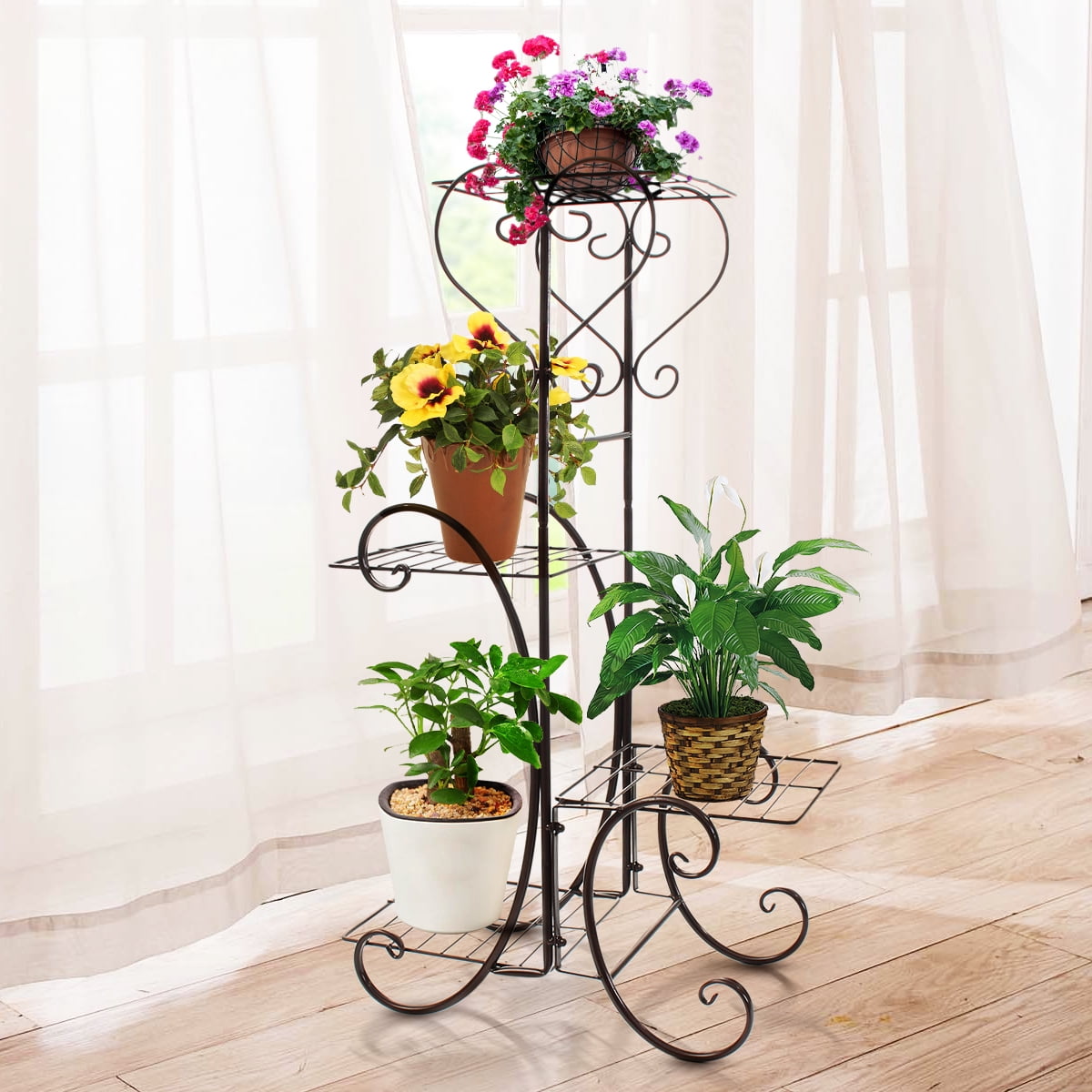 Plant Stand,2 Tier Metal Outdoor /& Indoor Potted Flower Stand Display Shelf for Home,Garden,Patio,Plant Lovers