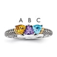 thumbnail image 1 of Sterling Silver & 14k Three-stone Mother's Ring Mounting Size 10, 1 of 3