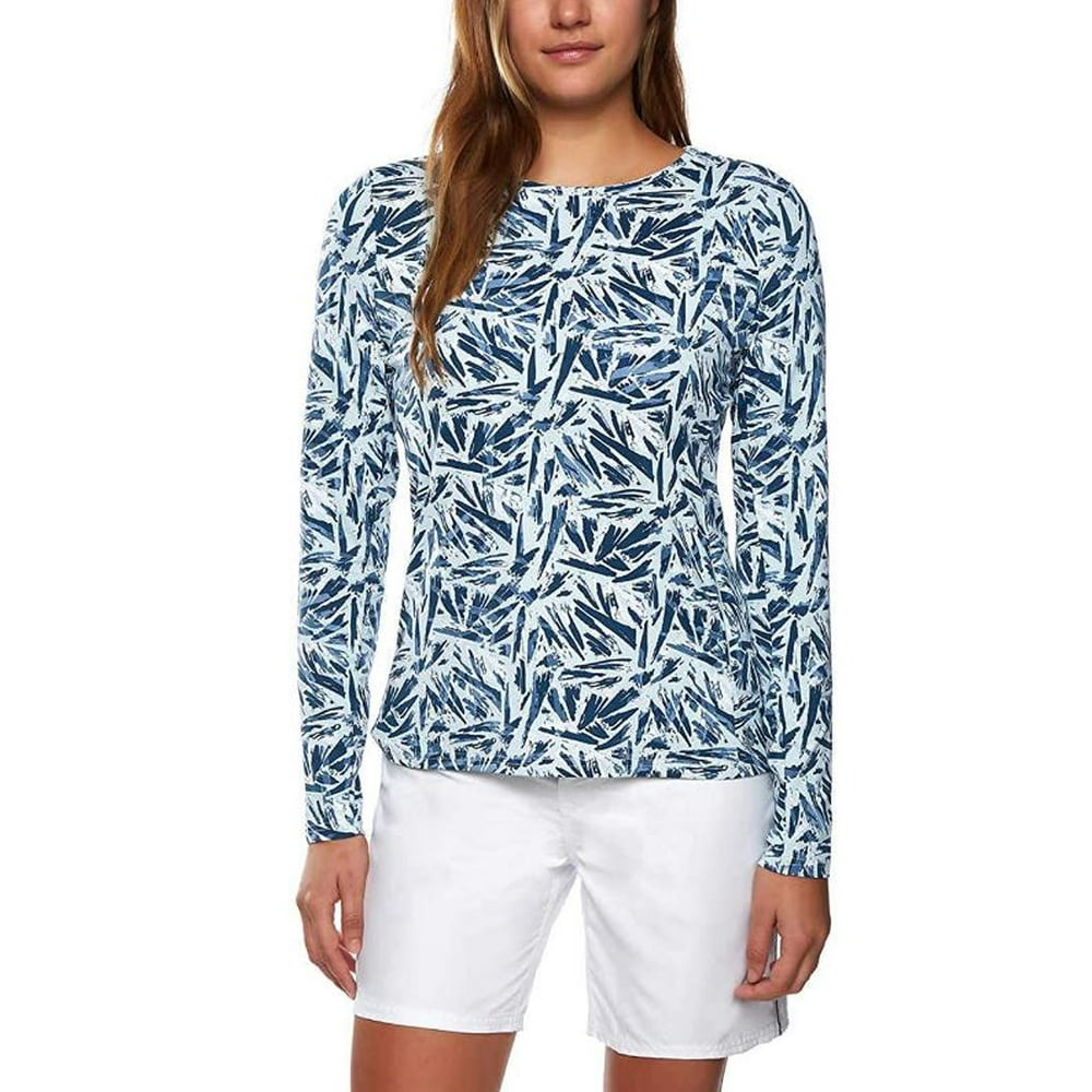 HANG TEN Hang Ten Womens Long Sleeve Sun Tee Rashguard, Palm Print