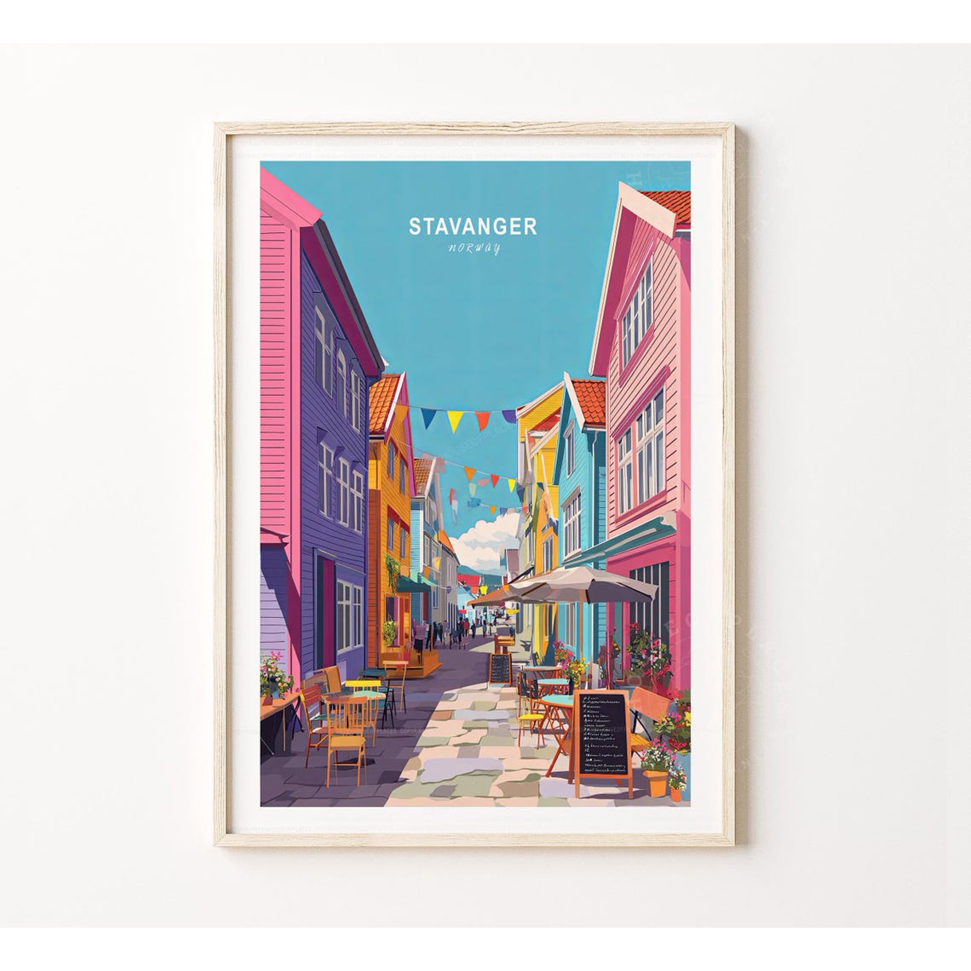 Stavanger Old Town Wall Art Print Historic Decor Architecture Artwork Unframed Paper Print