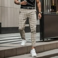 thumbnail image 2 of Valora Men Pants Men's Casual Plaid Zip Jeans for Everyday Comfort and Style with Relaxed Fit and Easy Wear Khaki L, 2 of 6