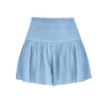 thumbnail image 5 of Linen Skorts for Women Smocked Elastic High Waisted Ruffle Skorts Wide Leg Boho Skirts, L, 5 of 8