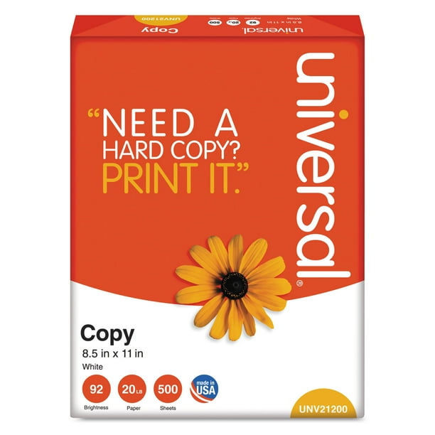 UNIVERSAL Copy Paper 92 Brightness 20lb 81/2 x 11 White 5000 Sheets