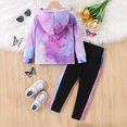 thumbnail image 5 of Toddler Girls Outfits Set Tie Dye Combination Hoodie Two Piece Fall And Winter Fashion 3t 4t 5t 6t Children's Set Clothes for Girl,5-6 Years,Purple, 5 of 7