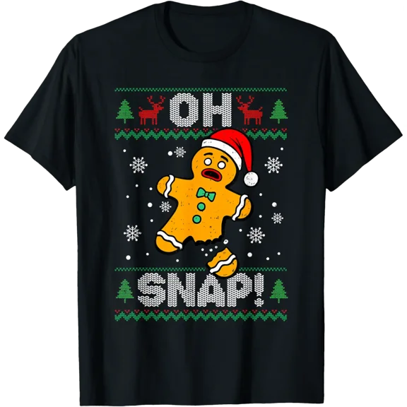 Oh Snap Gingerbread Man Christmas Xmas Cookie Baking Funny T-Shirt Shirts