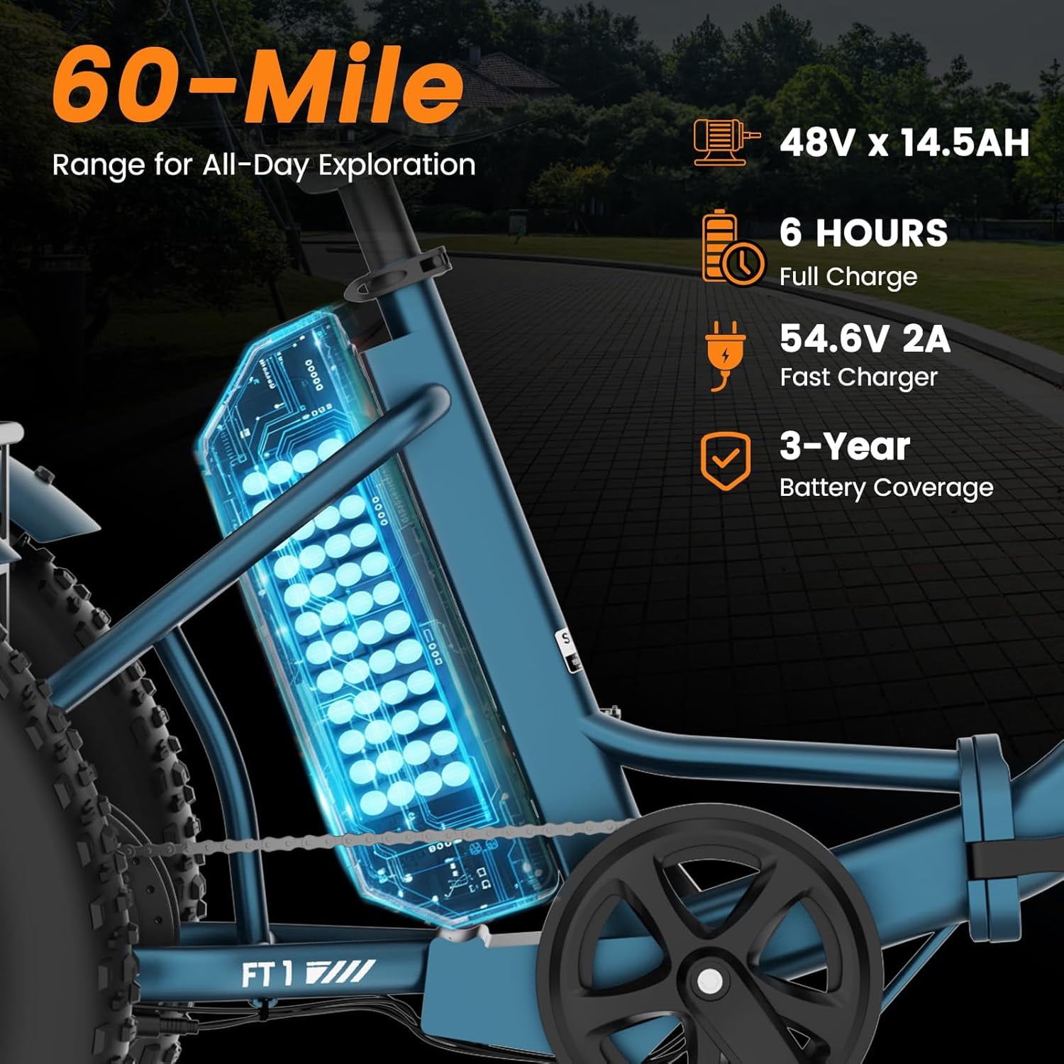 Lilypelle Peak 1100w Folding Electric Tricycle for Adults, 7 Speed 20" x 4.0 " Fat Tire 3 Wheel Aluminum Electric Bike W/ Differential & Suspension Fork, 48V 14.5Ah Battery, Up to 60Miles, 16Mph