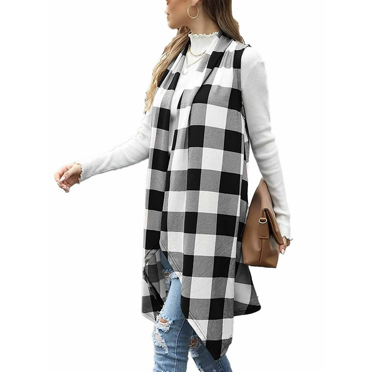 Womens plaid vest cardigan cheap