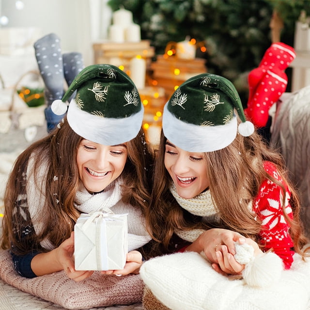 Gorro navideño con estampado verde para adultos y niños, gorro navideño para mascotas, regalo navideño