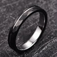 thumbnail image 4 of 4mm Black Hammered Tungsten Rings for Men Multifaceted Wedding Band with Silver Groove Flat Edges, 4 of 5