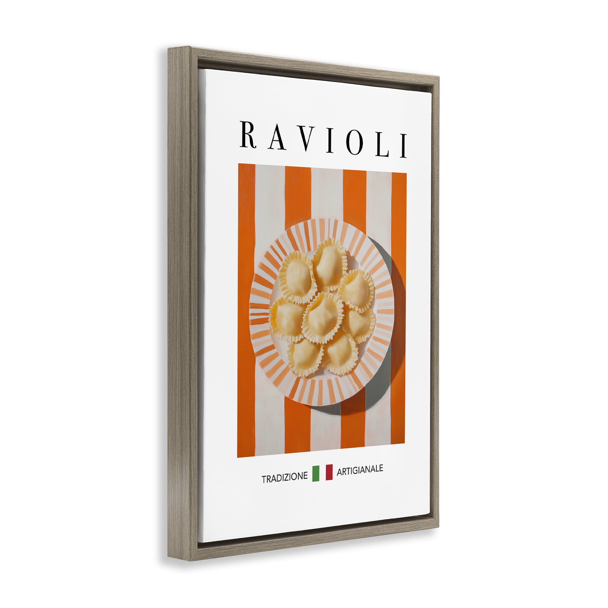 Stupell Industries Traditional Ravioli Pasta Food & Beverage Painting Brown Floater Framed Canvas Art Print Wall Art, 17 x 25