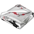 thumbnail image 5 of Japanese Blanket Cherry Blossom Throw Blankets Black and White Japen Stuff Gifts for Men Women Boys Girls Adults Fleece Flannel Blanket Plush Bedding for Couch Sofa Bed Room Decor 40"X50", 5 of 6