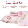 thumbnail image 5 of Floral Queen Sheet Set, 4-Piece Boho Printed Bed Sheets, 16" Deep Pocket, Ultra Soft & Cooling Sheet, Oeko-TEX Certified, Blush Pink Floral, 5 of 7
