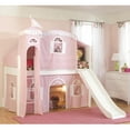 thumbnail image 2 of Bolton Furniture Cottage Twin Loft Bed, White with Pink/White Tower, Top Tent Bottom Curtain and Slide, 2 of 2