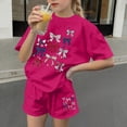 thumbnail image 5 of Atogsazn Childrens Girls 4th of July Clothes Set Kids Casual Loose Fit Short Sleeve T-shirt & Shorts Outfit Summer Hot Pink 9-10Years Fashion, 5 of 6