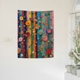 thumbnail image 2 of RKSupls Vertical Tapestry Wall Hanging, Rainbow Striped Fabric Flowers Tapestry Wall Decor for Bedroom, Dorm Room, Living Room, Apartment, College Dorm Home Decor, 2 of 5