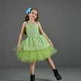 thumbnail image 4 of OBEEII Kids Girls Ruffle Tulle Dress Cosplay Costume Joy Disgust Anger Sadness Dress Up Outfits Birthday Party Dress with Accessories 10-12 Years Green, 4 of 6