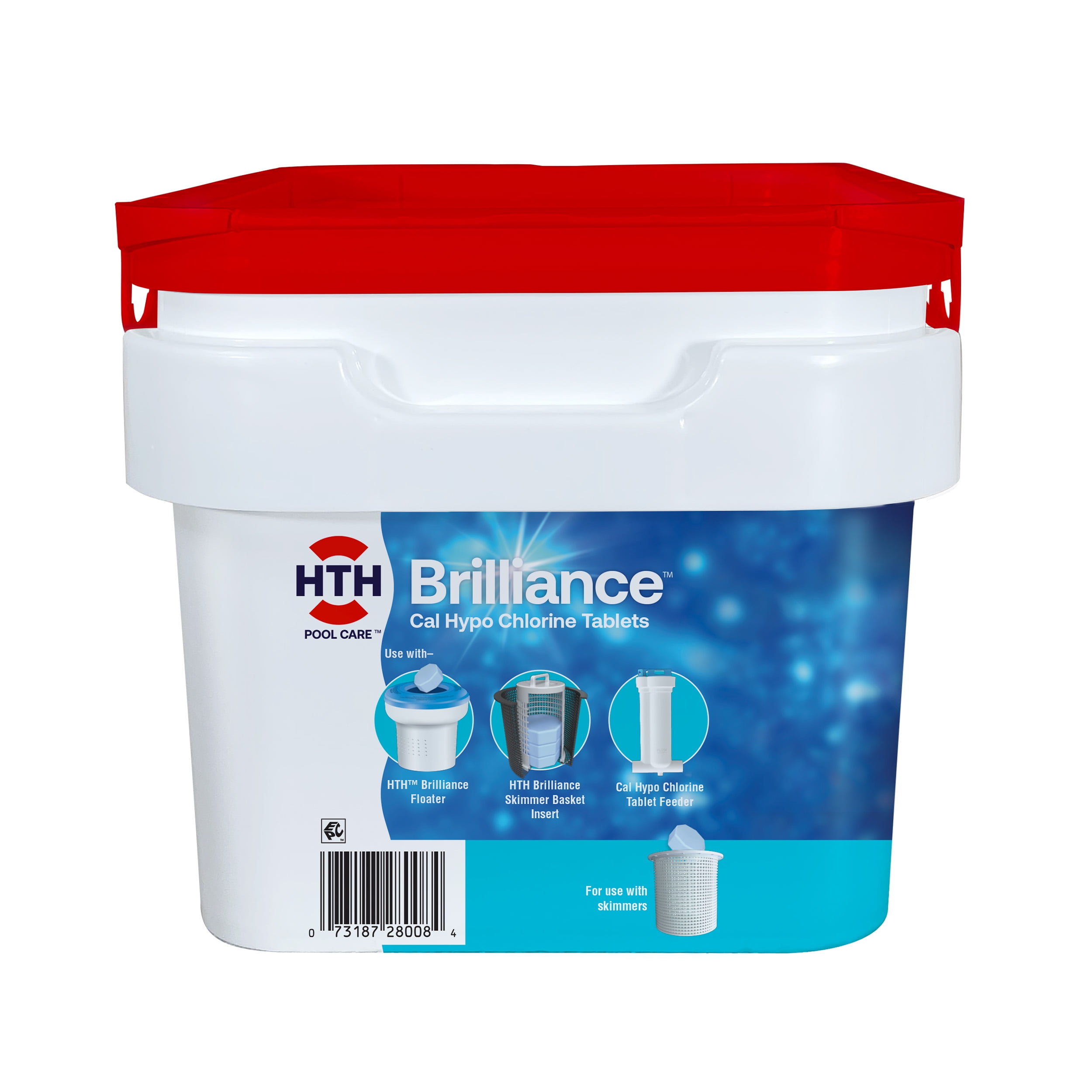 HTH Brilliance Cal Hypo Chlorine Tablets for Swimming Pools, Chlorine Pool Chemicals, 4.75lb